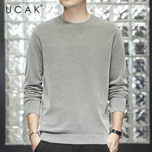 Ucak suéter masculino de manga longa, pulôver de cor sólida com gola redonda de chenille, roupa para outono e novo estilo casual u1015 2024 - compre barato