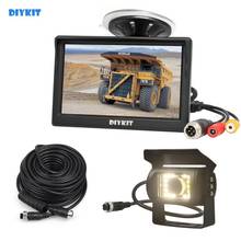 DIYKIT 5" 4PIN Reverse Rear View Car Monitor Waterproof LED Night Vision Backup Bus Truck CCD Camera free Car Charger 2024 - buy cheap