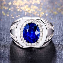 Драгоценные камни-сапфиры кольца с синим кристаллом для мужчин и женщин, циркониевые бриллианты белого золота, серебристого цвета, ювелирное изделие, ювелирное изделие, браслет, подарки 2024 - купить недорого