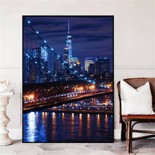 Póster de escena nocturna de las ciudades de Nueva york, pintura, decoración del hogar, dormitorio, lienzo, arte de pared, colgar una imagen, foto, enmarcado, una pieza 2024 - compra barato