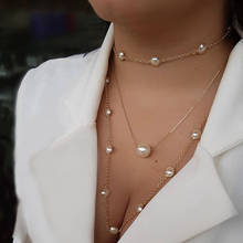 3 / 2 Pcs/Set Beach Necklaces Bohemian Fashion Pearl Beads Pendant Multilayer Gold Necklace Women  Party Jewelry Clothing 2024 - buy cheap