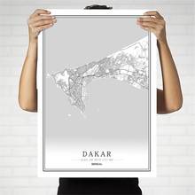 Senegal Creative city map Dakar Abstract Canvas Paintings Black and white Wall Art Print Poster Picture Home Decoration Painting 2024 - buy cheap