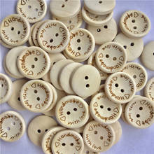 Botones decorativos de madera para costura, botones de madera con forma redonda y letras de Color Natural, 15/20/25mm, 500 unidades 2024 - compra barato