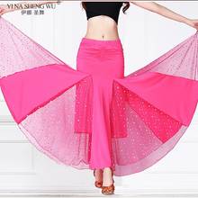 New Women Belly Dance Practice Big Swing Sequin Long Skirt Flamenco Dance Costume Ballroom Long Skirts Women Dancewear Adult 2024 - buy cheap