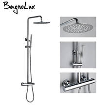 Bathroom Shower Set Polished Chrome Matte Black Rain Faucet Wall-Mounted Thermostatic Valve System 8 - 12" Top Spray Head 2024 - buy cheap
