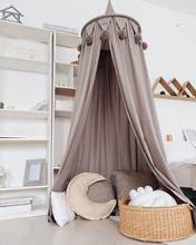 Handmade Cute Mosquito Net Child Bedroom Decoration Girls Room Canopy Bed Curtains Round Hung Dome with Pom Pom Tassels 2024 - buy cheap