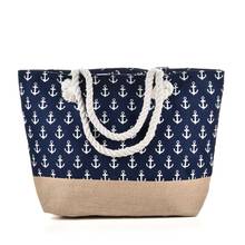 2019 Summer Canvas Large Beach Bag Capacity Shopping Bags Handbag Anchor Pattern Handbags Ladies big Shoulder Bag blue 2024 - buy cheap
