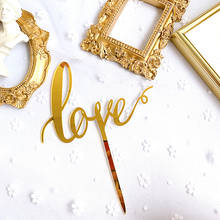 Hand Writing Love Wedding Acrylic Cake Topper Gold Valentine's Day Cake Topper for Wedding Valentine's Day Party Cake Decoration 2024 - buy cheap