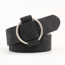 Women Leather Belt Newest Round Buckle Belts Female Leisure Jeans Wild Without Pin Metal Buckle Women Strap Belt 2024 - buy cheap