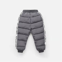 Calça infantil grossa para meninos e meninas, calças compridas com letras padrão para inverno 2024 - compre barato