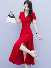 Fashion Solid Color Chiffon Dress 2021 New Summer Women's Patchwork Dress Slimming Temperament Long Vestidos zh450 2024 - buy cheap