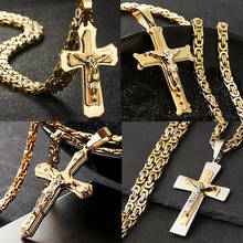 Men Stainless Steel Jesus Christ Heavy Crucifix Cross Pendant Necklace Holy Byzantine Chain Necklaces Religous Jewelry Gifts 2024 - buy cheap