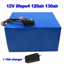 Lifepo4 12v 120ah 130ah lítio ferro fosfato bateria para agv triciclo carrinho de golfe telecomunicações base energia solar + 15a carregador 2024 - compre barato
