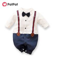 PatPat 2021 New Spring and Autumn Cotton Baby Boy Grace Imitation Long Sleeve Gentleman Bow Tie Jumpsuit Rompers Baby's Clothes 2024 - buy cheap