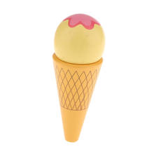 Ímã de madeira conectado cone de sorvete comida brincadeira casa cozinha brinquedo amarelo 2024 - compre barato
