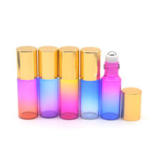 10pcs Empty 5ml Gradient Color Glass Roller Bottle Perfume Essential Oil Sample Test Roll-On Glass Vial with Gold cap 2024 - buy cheap