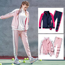 Conjunto de ropa deportiva térmica para mujer, traje de entrenamiento deportivo de retales, chándal de moda para correr, chaqueta cortavientos para gimnasio, Invierno 2024 - compra barato