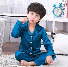 Childrens Kids Pyjamas Silk Satin Tops Pant Autumn Winter Long Sleeve Sleepwear Nightwear Girls Boys Pajama Sets Teen Pajamas 2024 - buy cheap