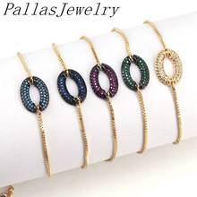 8Pcs 2021 Micro Inlay Cute Mouth Oval Shape Rainbow Zircon Link Chain Adjustable Bracelet 2024 - buy cheap