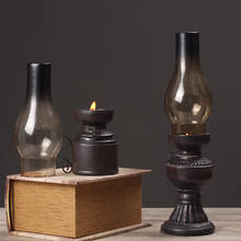 Retro Vintage Kerosene Lamp Ornaments Resin Candlestick Props Creative Cheap Candle Holders Home Cafe Bar Wedding Decorations 2024 - buy cheap