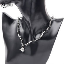 Hip hop silver color Necklace lightning Chain rhombus Thorns Pendant Necklaces Punk Jewelry for Women Men Party Accessories 2024 - buy cheap