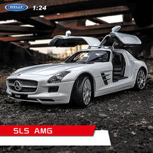 Модель белого автомобиля welly 1:24 Mercedes SLS AMG из сплава, имитация автомобиля, украшение, коллекция, подарок, игрушка, литье под давлением для мальчиков 2024 - купить недорого