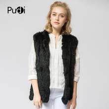 VR052 Knitted Knit New Real Rabbit Fur Vest Overcoat Jacket Russian Women's Winter Warm Genuine Fur Vest Plus Size 2024 - buy cheap