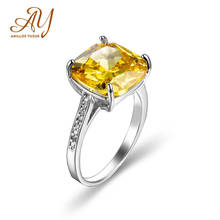 Anillos Yuzuk de compromiso para mujer, de Plata de Ley 925, anillo de topacio rectangular amarillo para mujer, regalo de lujo para boda o fiesta, joyería 2024 - compra barato