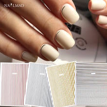1 Sheet Gold 3D Nail Sticker Curve Stripe Narrow Lines Nails Stickers Adhesive Striping Tape Manicure Rose Gold Stickers Decals 2022 - buy cheap