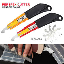 1pcs ABS Handle Sheet Perspex Cutter Hook Acrylic Cutting Tool with 10pcs Spare Blades Hook Knife Blades Cutting Tool 2024 - buy cheap