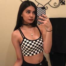 Fashion Stretch Sexy Ladies Crop Top Women Plaid Tank Tops Slim Backless Short Vest Camisole 2024 - buy cheap