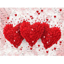 Cuadro 3D bordado con diamantes, bordado con patrón de corazón rojo, 5D, manualidades, decoración de boda, novedad 2024 - compra barato