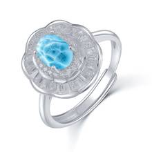 Anillos de Larimar Natural de 1,25 CT, joyería de moda, regalo, joyería de plata de ley 925, anillo de flor de Larimar azul, venta al por mayor 2024 - compra barato