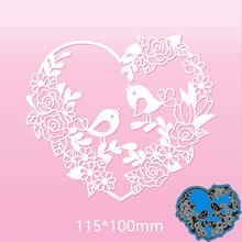 New Metal Cutting Dies Flower Bird In Heart  Stencils For DIY Scrapbooking Paper Cards Craft Making Craft Decoration 115*100mm 2024 - buy cheap