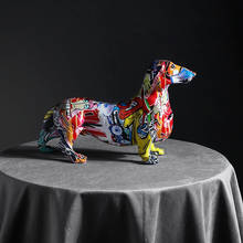 Modern Creative Painted Colorful Dachshund Dog Decoration Home Wine Cabinet Office Decoration Desktop Decoration Crafts 2024 - buy cheap