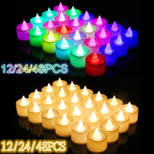 Velas LED sin llama para decoración de bodas, luces románticas para fiesta de cumpleaños, 12/24/48 Uds. 2024 - compra barato