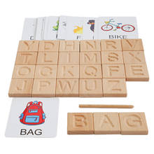 Toddlers Alphabets Flash Cards, Preschool Educational Montessori Toys ABC Wooden 2024 - buy cheap
