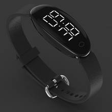 Reloj Digital LED negro para mujer, pulsera de cuero de alta calidad, informal, Fitness, impermeable, regalo para mujer 2020 2024 - compra barato