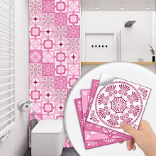 6 pçs/set Engrossar Rosa Azulejos Azulejo Da Parede Da Casca e da Vara Adesivo de Parede Decoração de Casa Arte Decalques para Cozinha Casa de Banho À Prova D' Água mural 2024 - compre barato