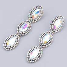 Pauli manfi brincos de strass em vidro oval, moda simples de metal com strass, acessórios de joias para festa criativa popular feminina 2024 - compre barato