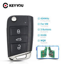 Keyyou 5x chave remota do carro para vw volkswagen golf 7 mk7 skoda octavia a7 434mhz mqb hu66 lâmina id48 transponder chip 2024 - compre barato