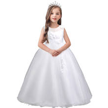 Korean Children's Breathable Mesh Round Neck Clothing Wedding Party Piano Performance Pink Girl Dress 2024 - buy cheap