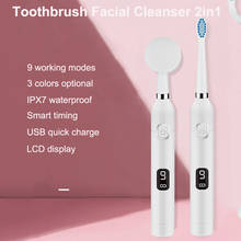 Cepillo de dientes eléctrico sónico impermeable, limpieza Facial automática, inteligente, recargable por USB, 9 modos con 6 cabezales 2024 - compra barato