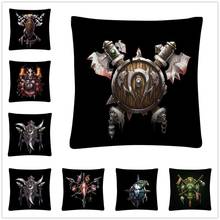 Popular Game Wow Race Totem Logo Soft Short Plush Cushion Cover Pillow Case for Home Sofa Car Decor Pillowcase 45X45cm 2024 - buy cheap