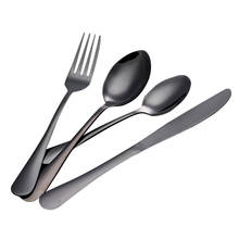 Black Metal  Western Food Dinnerware Set Top Quality Stainless Steel Dinner Knife Fork Spoon Teaspoon Cutlery Tableware Set 2024 - buy cheap