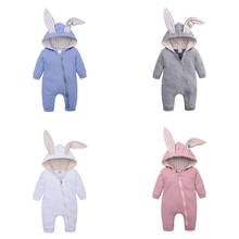2020 Autumn Winter Baby Clothing Newborn Baby Boys Girls Bunny Ears Romper Long Sleeve Clothes Rabbit Overall Zip Warm Jumpsuit 2024 - buy cheap