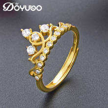 Doyubo anéis ajustáveis temperamento rainha para mulheres 925 prata esterlina zircônia cúbica anéis de casamento coroa joia vb416 2024 - compre barato