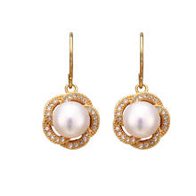 Bettyue New Design Exquisite Flower Shape Pearl In The Middle Zirconia Earring For Women And Girls Eye-catching Dress Up 2024 - buy cheap