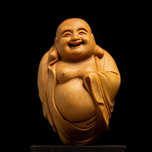 Boxwood 6cm 8cm Maitreya Sculpture Wood Carving Laughing Buddha Pendant Car Hanging Lucky Statue Home Decor 2024 - buy cheap