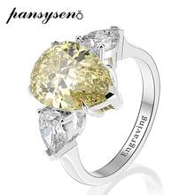 PANSYSEN-anillo de compromiso de plata de ley 100% 925, piedra preciosa de topacio citrino moissanita creada, joyería fina de boda, venta al por mayor 2024 - compra barato